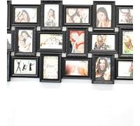 Deenz X Large 18 Photos Multi Picture Wall Frame 6X4 Photo Multi Photo Frame 18-Aperture Wall Hanging Memories Decoration (Black)