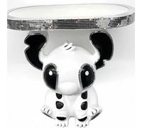 Deenz X Large End Table White-Black Crushed Diamond Bling Ceramic Stitch Side Table Crystal Home Decor 60X50Cm