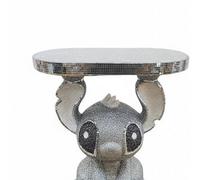 Deenz X Large Silver End Table Crushed Diamond Bling Ceramic Stitch Side Table Crystal Home Decor Living Room 60X50Cm