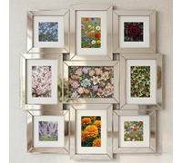 Deenz Xl Mirrored Multi Aperture Photo Frame Holds 5X5Cm And 7X5Cm Hold 9 Photos Home Decorative, Living Room, Bedroom Room