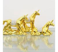 Deenz Xl Set Of 3 Silver Unicorn Sparkle Bling Ornament Crushed Diamond,home Decor Shelf Sitter ( Gold )