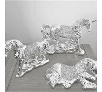 Deenz Xl Set Of 3 Silver Unicorn Sparkle Bling Ornament Crushed Diamond,home Decor Shelf Sitter (Silver)