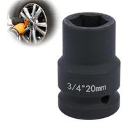 Deep 6-Point Impact Socket 3/4" Drive 20mm,Chrome Molybdenum Steel, Anti-Rust Metric Hex Socket for Car Repairs and Impact Wrench