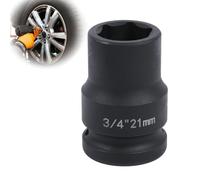 Deep 6-Point Impact Socket 3/4" Drive 21mm,Chrome Molybdenum Steel, Anti-Rust Metric Hex Socket for Car Repairs and Impact Wrench