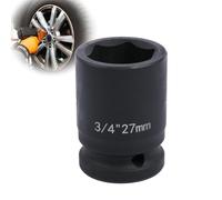 Deep 6-Point Impact Socket 3/4" Drive 27mm,Chrome Molybdenum Steel, Anti-Rust Metric Hex Socket for Car Repairs and Impact Wrench
