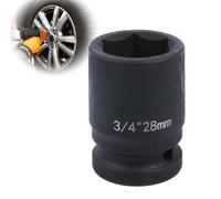 Deep 6-Point Impact Socket 3/4" Drive 28mm,Chrome Molybdenum Steel, Anti-Rust Metric Hex Socket for Car Repairs and Impact Wrench