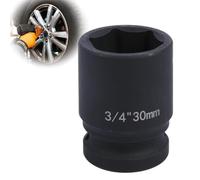 Deep 6-Point Impact Socket 3/4" Drive 30mm,Chrome Molybdenum Steel, Anti-Rust Metric Hex Socket for Car Repairs and Impact Wrench