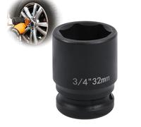 Deep 6-Point Impact Socket 3/4" Drive 32mm,Chrome Molybdenum Steel, Anti-Rust Metric Hex Socket for Car Repairs and Impact Wrench