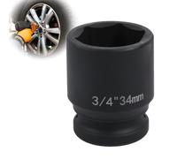 Deep 6-Point Impact Socket 3/4" Drive 34mm,Chrome Molybdenum Steel, Anti-Rust Metric Hex Socket for Car Repairs and Impact Wrench