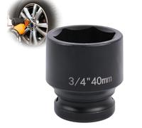 Deep 6-Point Impact Socket 3/4" Drive 40mm,Chrome Molybdenum Steel, Anti-Rust Metric Hex Socket for Car Repairs and Impact Wrench