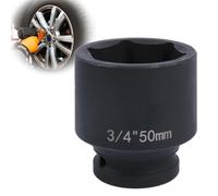 Deep 6-Point Impact Socket 3/4" Drive 50mm,Chrome Molybdenum Steel, Anti-Rust Metric Hex Socket for Car Repairs and Impact Wrench