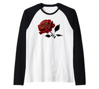 Deep and Dark Rose Red Black and Golden Graphic Love Flowers Raglan Baseball Tee