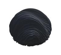Deep Black Waves Shower Caps for Women Reusable Waterproof Shower Cap with Elastic Strap Bath Hair Hat Double Layers Thick Bath Caps for Spa Salon Travel