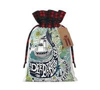 Deep Blue Animal Whale Printed Gift Bag, Perfect Color Blocking Burlap Gift Bag