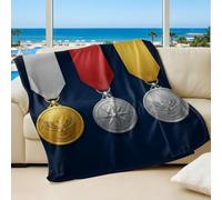 Deep Blue Background Golden Silver Eagle Honor Printed Blanket, Modern Design Super Soft Flannel Bedding, Suitable for Adults and Kids Couch Bed Throw (01,150x200cm)