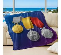 Deep Blue Background Golden Silver Eagle Honor Printed Blanket, Modern Design Super Soft Flannel Bedding, Suitable for Adults and Kids Couch Bed Throw (02,100x150cm)