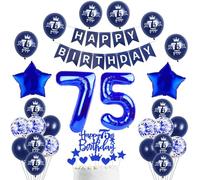 Deep Blue Balloon 75th Birthday Man Decoration 75th Birthday Balloon, Deep Blue Birthday Decoration 75 Years Man Balloon, Happy Birthday Garland Banner, Cake Decoration 75 Boy Cake Decoration, Giant