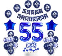 Deep Blue Balloons 55 Years Old Man Birthday Decorations 55 Balloon Birthday 55 Years Man Boy Balloon, Deep Blue Garland Banner Happy Birthday