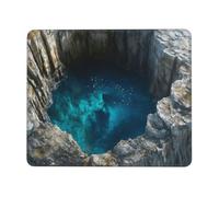 Deep Blue Cave Oasis Gaming Mouse Pad Non-Slip Rubber Base Waterproof Washablee Small Mousepad for Wireless Mouse Computer Desk 9.4"x7.9"