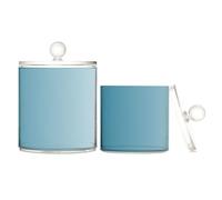 Deep Blue Gradient Clear Plastic Candy Organizer Storage with lid Pantry Essentials Decorative Storage Bins for Floss Picks,Paper Clips,2 Pack