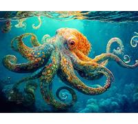 "Deep Blue Octopus Odyssey" - A 1000-Piece Jigsaw Puzzle by Cross & Glory