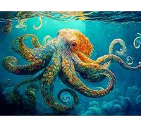 "Deep Blue Octopus Odyssey" - A 1000-Piece Jigsaw Puzzle by Cross & Glory