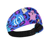 Deep Blue-purple Leopard Print Halloween Joy Cooling extra wide headbands for women Stretchy head for basketball washing face Cycling Gym