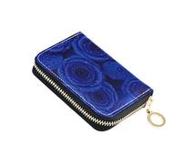 Deep Blue Rose Water Droplets Wallet for Women Small RFID Blocking Card Holder Cute Leather Zipper Wallet with Coin Pouch