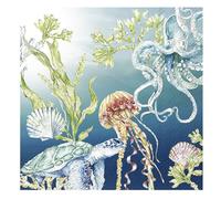 IHR Ideal Home Range Party Napkins Disposable 3-Ply Paper Lunch Napkin Pack, 6.5" x 6.5", Deep Blue Sea, 20-Count