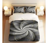 Deep Blue Vortex Duvet Cover Set, Luxurious Gold Floral, Elegant Digital Art Design for Bedroom Decor (05,King240x220cm+50x75cm*2)