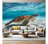 Deep Blue Wall Mural Ocean Turtles Photo Poster Mural Wallpaper Non-Woven Premium Art Print Living Room Bedroom Nursery TV Background Home Decor 300 x 210cm