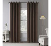 Deep Brown 100% Blackout Linen Curtains 102 Inches Long 2 Panels for Bedroom,Country Rustic Full Light Blocking Curtain Drapes for High Ceiling Patio Sliding Door W50 x L102 Inch Length,8.5FT