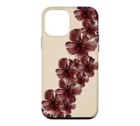 Deep Burgundy Hibiscus Tropical Floral Elegant Aesthetic Case for iPhone 12 mini