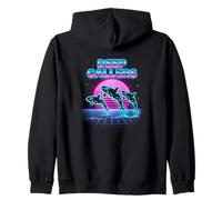 Deep Callers Retrowave Synthwave 80s Orca Ocean Zip Hoodie