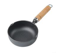 Deep cast iron mini frying pan with spout for oil pouring, optimized for heating milk and frying eggs, suitable for oven and stovetop cooking tasks