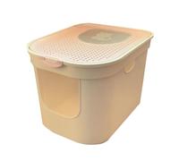 Deep Cat Litter Tray, Portable Ca Liter Box with Shovel, Fully Enclosed Cat Litter Box for Small Pet Guinea Pig Rabbit Anti Splatter(Orange)