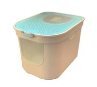 Deep Cat Litter Tray, Portable Ca Liter Box with Shovel, Fully Enclosed Cat Litter Box for Small Pet Guinea Pig Rabbit Anti Splatter(Blue)