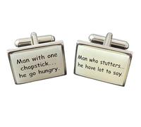 Deep' Chinese Proverbs Cufflinks - Onyx Art CK95 Wedding Novelty Funny Gift In Premier Life Packaging