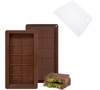 Deep Chocolate Bar Moulds Silicone Deep Chocolate Mould Thick Chocolate Bar Mould Candy Moulds, 2 Pcs Big Chocolate Bar Moulds 10 Cavity Reusable Silicone Chocolate Bar Stuffed Moulds with 1 PCS Scrap