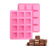 Deep Chocolate Moulds,2PCS Square Silicone Moulds, 12 Cavity Ice Cube Trays Moulds, Candy Caramel Fudge Chocolate Jelly Pudding Molds for Homemade DIY Pralines Gummy