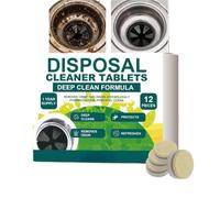 Deep Clean Disposal Tablets, Garbage Disposal Cleaner and Deodorizer for Kitchen Sink and Drain, Foaming Citrus Tablets Remove Grime and Food Odor, Sink Freshener, 12 Pack 1 Year Supply (1pcs)