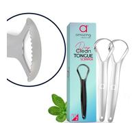 Deep Clean Tongue Scraper- Serrated Edge Design, (2pk) Stainless Steel, by Amazing Oralcare