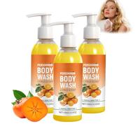 Deep Cleansing Persimmon Body Wash For Old People Smell - Moisturizing Shower Gel With Coconut Oil & Green Tea, Hydrating Shower Gel For Men & Women, Fresh Scent Body Wash 120ml Bottle (3 PCS)