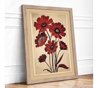 Deep Crimson Botanicals Botanical Framed Wall Art Print A2 (59.4×42cm) Oak, Wall Decor for Living Room, Bedroom, Office & Home, Ready to Hang, Art Gift