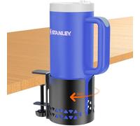 Deep Desk Cup Holder Clamp for Table,360° Rotating Anti-Spill Cup Holder for Desk,Office Accessories to Hold Coffee Mugs,Stanley YETI Bottles Holder