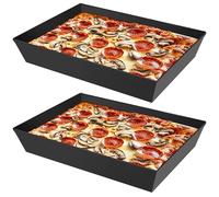 Deep Dish Pizza Pan (Non-stick BPA Free), 14x10x2.5 Detroit Style Pizza Pan, Hard Anodized Rectangular Pizza Pans, Lloyds Pizza Pan, Pre Seasoned Bakeware Kitchenware (2)