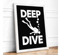 Deep Dive Emblem Minimalist Framed Wall Art Print A3 (42×29.7cm) White, Wall Decor for Living Room, Bedroom, Office & Home, Ready to Hang, Art Gift