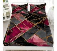 Deep Double Size Fitted Sheet 120x190 cm + 2 Pillowcase Abstract Geometric Modern Minimalist Microfiber Bedding Sets, All-Around Elastic 30cm depth Luxurious Soft Fitted Sheet Set