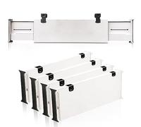 Deep Drawer Divider - 4 Inches High, Expands from 11-17 Inch, Adjustable Tall Dividers for Kitchen, Bedroom - Expandable Organizers for Clothes, Dressers etc - 3 Pack White Drawer Separators (White)