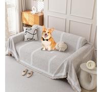 Deep Dream Boho Couch Cover for Dogs, Soft Chenille Couch Covers for 3 Cushion Couch, Thick Sofa Slipcover Sofa Cover WashableCouch Protectors for Pets (Herringbone Light Brown, 71"x118")